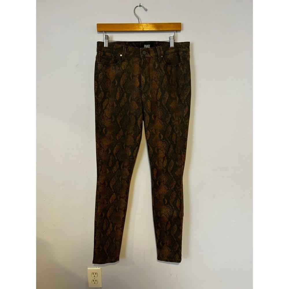 Brown PAIGE Hoxton Ultra Skinny Jeans Snakeskin Print High Rise 30 Women